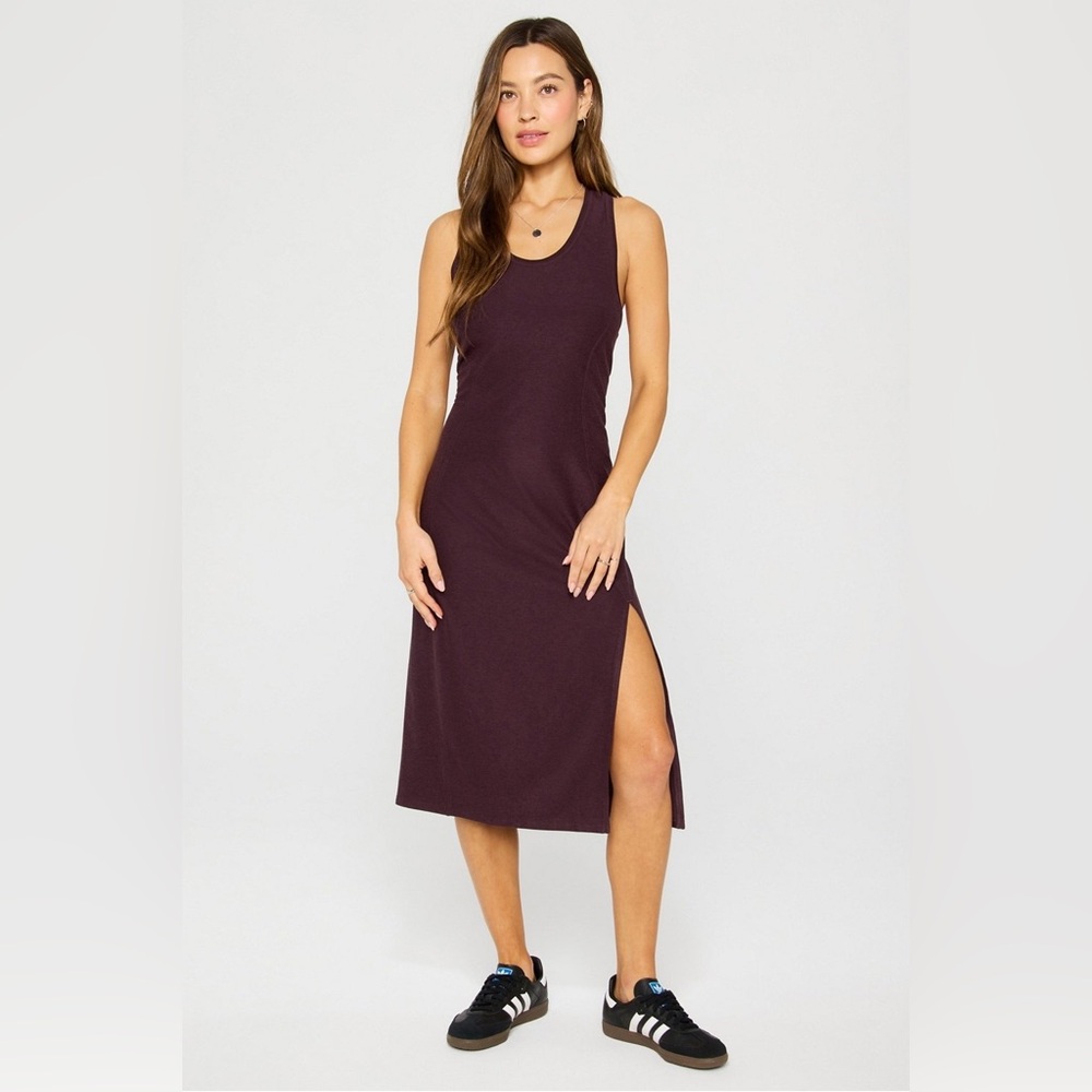 Fabletics Plum Midi Tank Dress with Side Slit